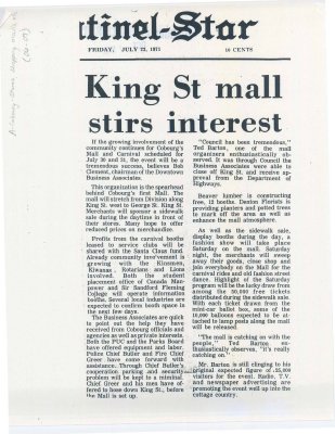 Article entitled, “King St mall stirs interest&quot;