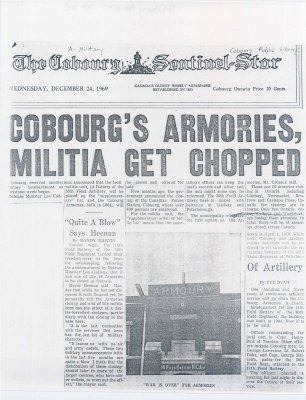 Cobourg's Armories, Militia Get Chopped