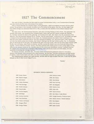 Recounts the 1927 commencement