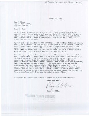 Copy of a letter from Percy Climo to W.E. Barr