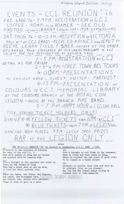 List of Events for the C.C.I. Reunion '76.