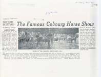 Brief history of the old Cobourg Horse Show.