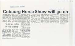 Article about the new structure chosen to govern the Cobourg Horse Show.