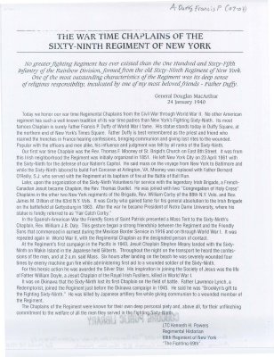 An article about the War Time Chaplains of the Sixty-Ninth Regiment of New York.