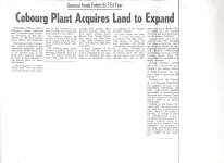 Article about the growth and development of General Foods in Cobourg