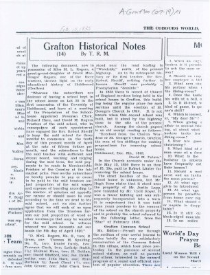 Article about the early educational history of Grafton.