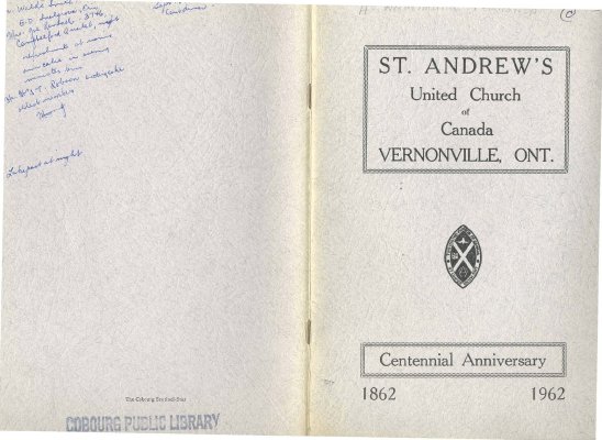 <b>Booklet for the Centennial Anniversary of St. Andrew's United Church<b>