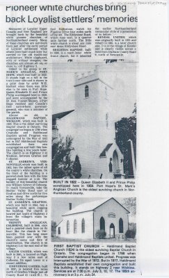 Article about the early Churches of Haldimand Township.