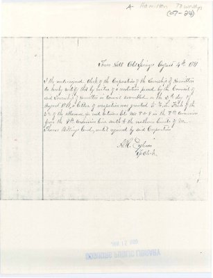 Letter granting E.L. Fish an allowance for road between lots 8 and 9 in the 9th concession.