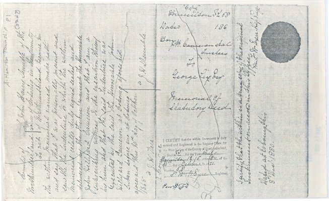 Indenture between John Hillgard, Asa Allworth Burnham, James Cockburn, Henry Covert and George Lay.