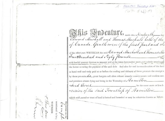 Indenture of mortgage from Thomas and Edward Muchall to John Saxton Campbell.