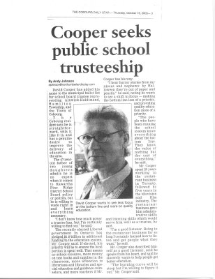 &quot;Cooper seeks public school trusteeship&quot;