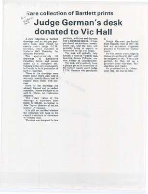 Judge German’s desk donated to Vic Hall