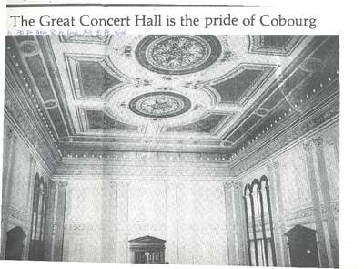 The Great Concert Hall is the pride of Cobourg