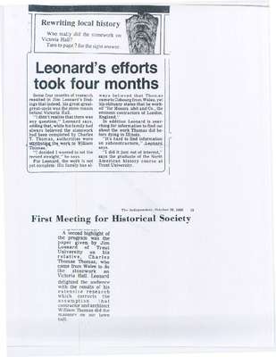 Leonard’s efforts took four months