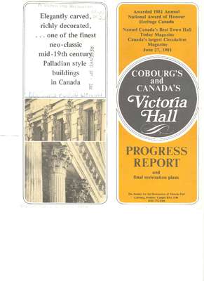 Cobourg and Canada’s Victoria Hall-Progress Report