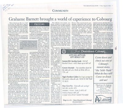 Obituary, ‘Grahame Barnett brought a world of experience to Cobourg’