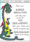 Poster regarding a summer Read–A–Thon to raise money for the library.