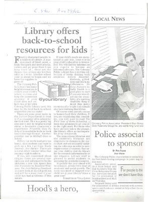 Article entitled, ‘Library offers back – to – school resources for kids’