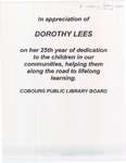 Flyer regarding the appreciation of Dorothy Lees
