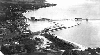 Aerial view of Cobourg Harbour