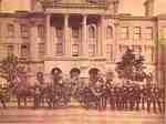 Cobourg firemen in front of Victoria Hall