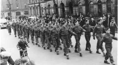 <b>Soldiers Marching in Cobourg<b>