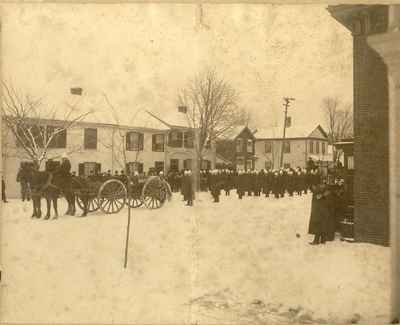 Military procession or Fireman funeral procession.