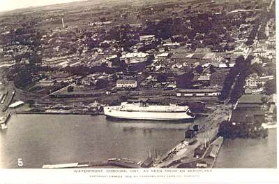 Waterfront in Cobourg as seen from an aeroplane