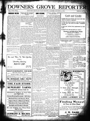 Downers Grove Reporter, 31 Aug 1912