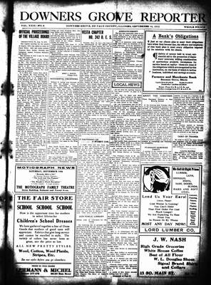 Downers Grove Reporter, 14 Sep 1912