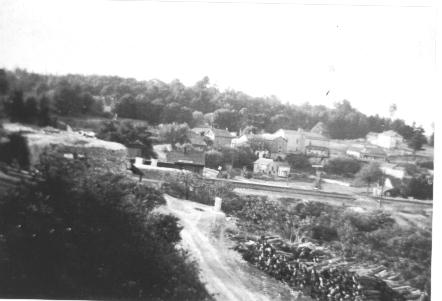 View of village from Lime kiln, showing Grand Trunk Railway in centre of photograph.