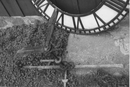 Clock face and mechanism from the old Acton post office 1990