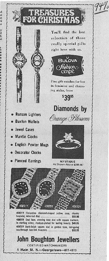 Ad for John Boughton Jewellers, 1971