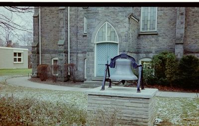 Church Bell in front of Public Library, 1973