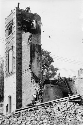 The Charred Remains of the Town Hall at Cross and Guelph Street 1968