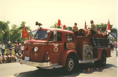 Scouts on Fire Engine in Canada Day Parade