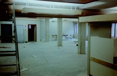 Halton Hills Cultural Centre - partial interior view of the Library under construction.