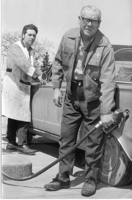 Silvercreek gas station - owner Clarence McPherson and his son Roland.