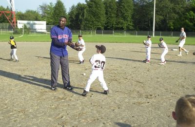 Former Toronto Blue Jay centerfielder Lloyd Moseby held a defensive skills  clinic at Hornby Ball Park.