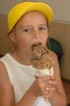 Jessica Frith enjoys a big ice cream cone at Jay’s Ice Cream.