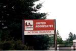 The sign for the Acton Quarry operated by United Aggregates at 13056 3rd Line.