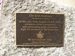 The Plaque at the Old Armoury