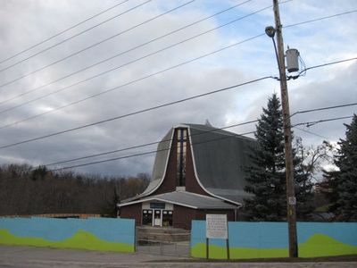 The Closed Holy Cross Roman Catholic Church on Maple  Avenue