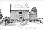 A pen & ink sketch of the barn on 5th Line, north of Highway #24.