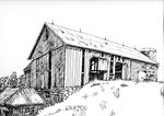 A pen & ink sketch of the barn on 9th Line north and 17 Sideroad.