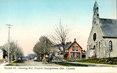 Guelph Street with Holy Cross Church - spring view