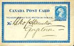 Bank of Hamilton (then at 115 Main Street, Georgetown)  receives a pre-stamped postcard from the Bank of Montreal at Halifax.