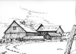 Pen and ink sketch of the barn at 16469 Ten Sideroad, at Winston Churchill Blvd.