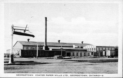 The Coated Paper Mills viewed across the railway tracks.